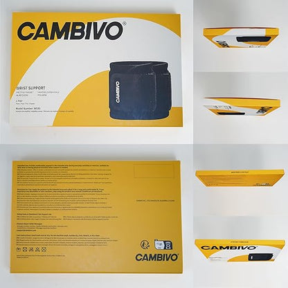 CAMBIVO Wrist Wraps for Men and Women 2 Pack, Adjustable Compression Wrist Brace for Carpal Tunnel, Wrist Support, Pain Relief, Lifting Straps Wrist Bands for Fitness, Weightlifting, Gym Workout