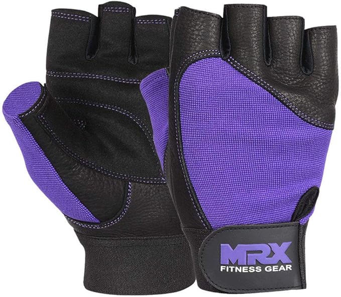 MRX Weight Lifting Gloves Gym Training Bodybuilding Fitness Powerlifting Workout Weightlifting Gloves Genuine Leather for Men & Women