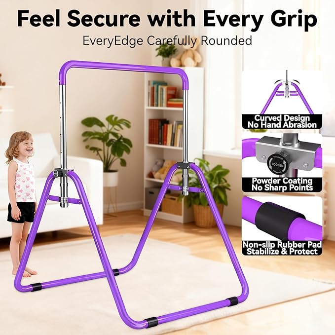 Kids Gymnastics Bar Gymnastic Equipment for Home Adjustable Height Gymnastic Training Bar Gymnastic Stuff for 3-7 Years Old Girls