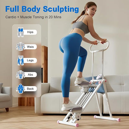 HXD-ERGO Stair Stepper for Home, New Version 6 Adjustable Resistance Vertical Climber Cardio Exercise Machine, Folding Stair Climber for Full Body Workout with Adjustable Handlebar