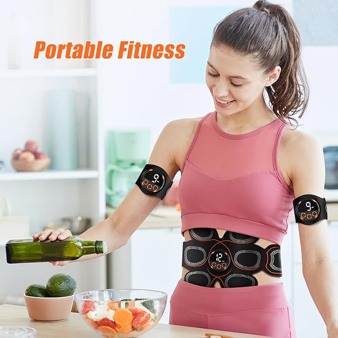 ABS Muscle Stimulator, Ab Toning Trainer Fitness Belt, Workout Equipment for Abdomen, Arms and Thighs
