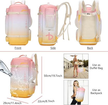 BE SMART 2 in 1 Convertible Gym Duffel Bags with Shoes Compartment-32L Waterproof Extra Large Workout Backpack for Gym Women, Heavy Duty Sports Duffle Backpacks for Travel, Hiking, Camping, Carry on