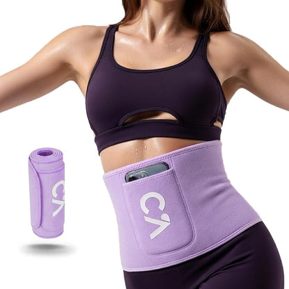 Waist Trimmer Belt for Men & Women – Silver Ion Sweat Belt, Anti-Slip Sauna Trainer, With Pocket & Precision Fit