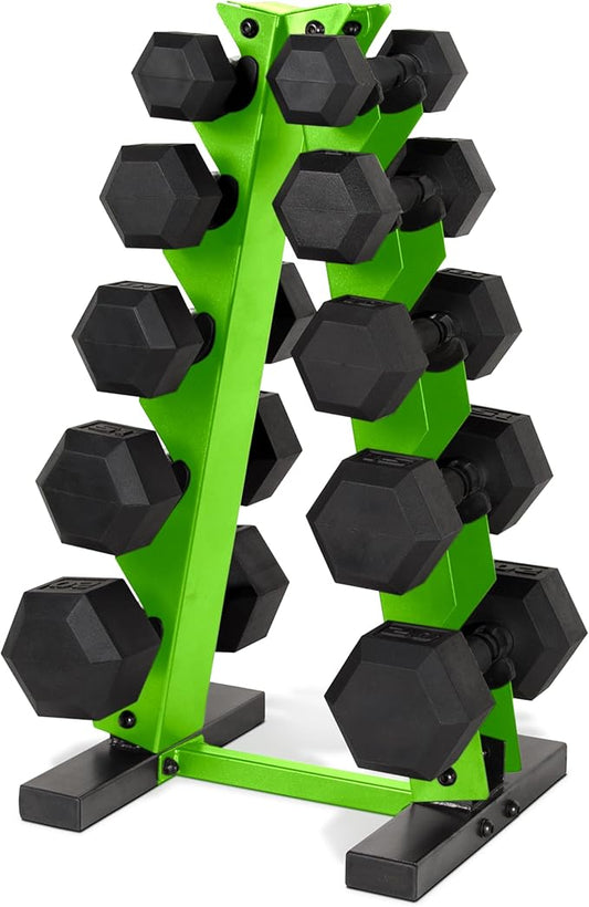 CAP Barbell 150 LB Coated Hex Dumbbell Weight Set with Vertical Rack | Multiple Options