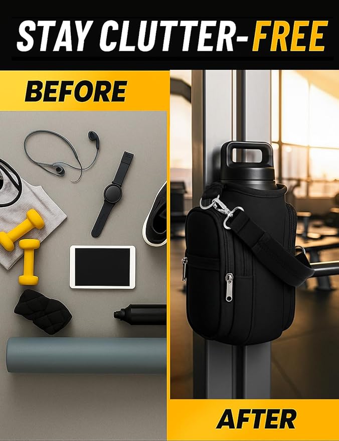 Magnetic Gym Bag for Men & Women - Water Bottle Holder, Crossbody Strap, Touchscreen Pocket & Creative Storage - Perfect for Gym, Running, Travel & Fitness Essentials