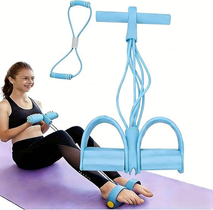 21Fitness Resistance Bands-6 Tube Pedal Ankle Puller with 8 Shape Resistance Band,Multifunction Tension Rope, for Strength Training, Tummy, Waist, Arm, Leg Slimming, Home Gym Exercise Equipment