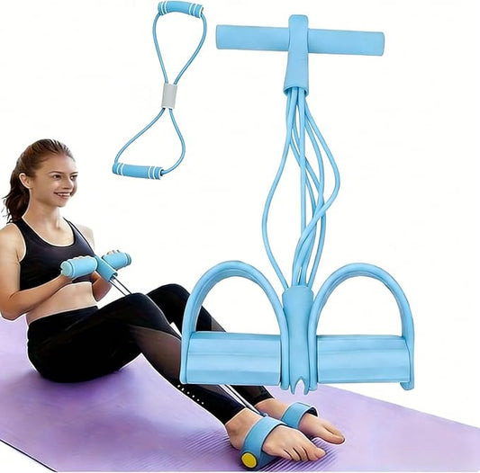 21Fitness Resistance Bands-6 Tube Pedal Ankle Puller with 8 Shape Resistance Band,Multifunction Tension Rope, for Strength Training, Tummy, Waist, Arm, Leg Slimming, Home Gym Exercise Equipment