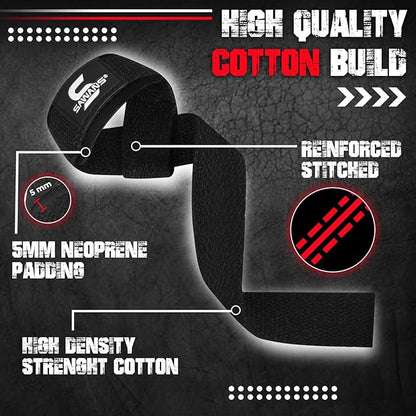 SAWANS Lifting Straps Weight Lifting Wrist Support Fitness Padded Gym Heavy Duty Anti Slip Hand Bar Grips Neoprene Bodybuilding Dumbbell Power Deadlift Barbells Workout Strength