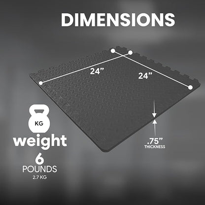 BalanceFrom Puzzle Exercise Mat 3/4" Thick, EVA Interlocking Foam Floor Tiles for Home Gym, Mat for Home Workout Equipment, Floor Padding for Kids, Multiple Sizes and Colors