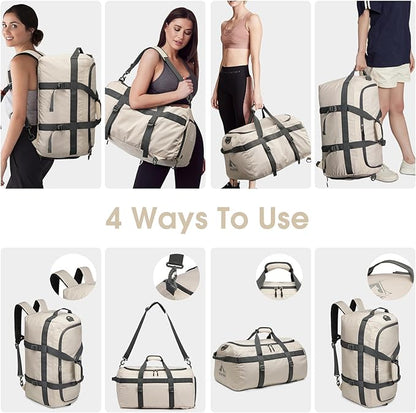 G4Free Gym Bag for Women Men 45L Duffle Backpack with Shoe Compartment Water Resistant Travel Weekender Bag