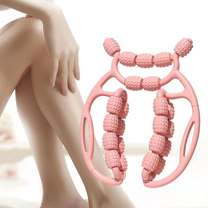 Massage Roller Relax 20 Wheels Relax Roller,Massage Tool,Equipment Leg Cellulite Roller Muscle Relaxer for Workout Pink