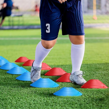 Vinsot 108 Pack Plastic Traffic Cones Set 48 Pack Agility Field Marker Soccer Cones 60 Pack Disc Training Cones with 3 Portable Bags for Skating Basketball Football Practice Drills(Red and Blue)