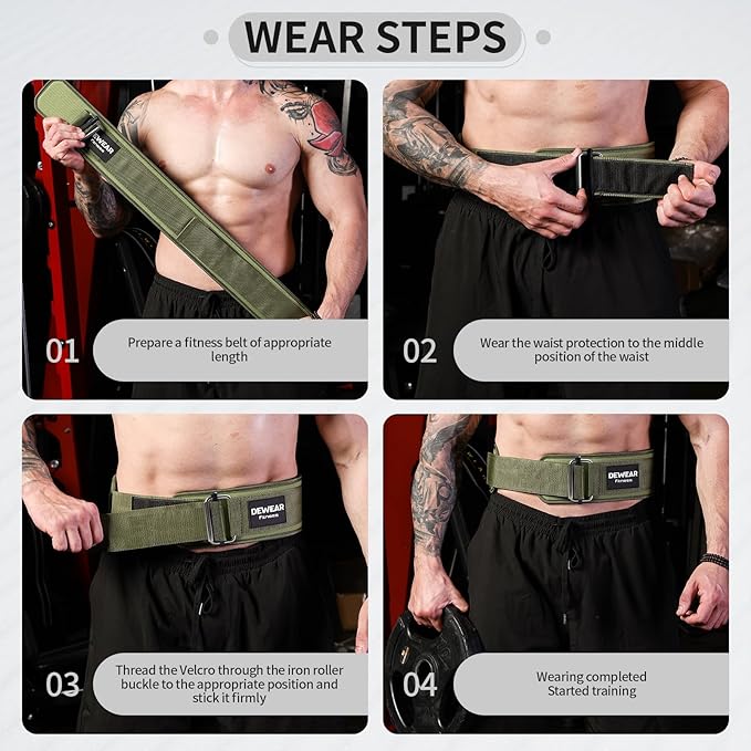Durable Weight Lifting Belt, 4'' Wide Gym Belt for Bodybuilding, Powerlifting, Squats, Deadlift - Provides Lumbar Support & Stability for Men & Women