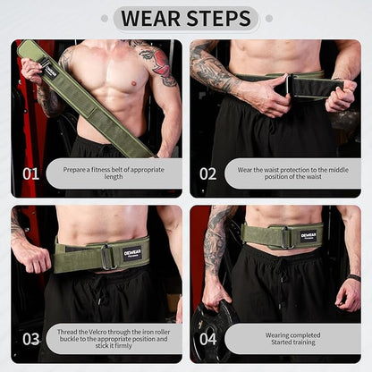 Durable Weight Lifting Belt, 4'' Wide Gym Belt for Bodybuilding, Powerlifting, Squats, Deadlift - Provides Lumbar Support & Stability for Men & Women