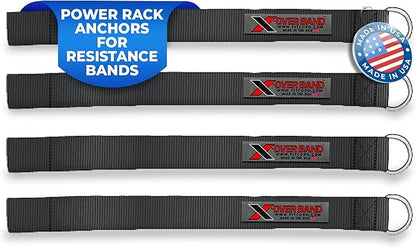 Power Rack Anchors for Resistance Bands: 4-Set Wall Mount Strength Training Equipment, Total Body Workout System with Gym Attachments, Stretching, Stunt & Exercise Accessories for Pole & Track