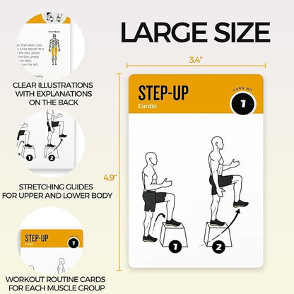 Bodyweight Training Cards Set - 50-Exercise Fitness Deck for Home/Gym, Beginner to Advanced, Customizable Workouts (Vol 1)