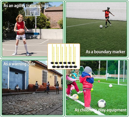 Soccer Agility Poles Set Detachable Sports Trainning Speed Pole Slalom Poles with Rubber Base Sport Traning Equipment
