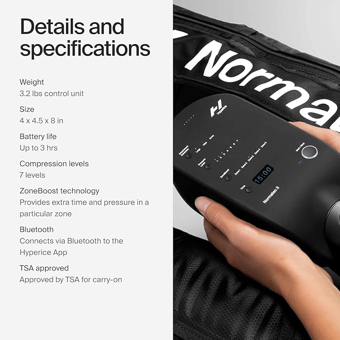 Hyperice Normatec 3 - Recovery System with Patented Dynamic Compression Massage Technology (Normatec 3 Lower Body (Standard Size Legs + Hips)