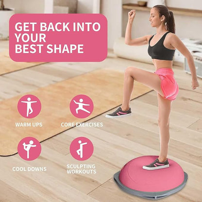 workout equipment for home，boso balancing ball，half ball balance trainer，core training equipment， 27.5 inch Yoga Exercise Ball for Home Gym Core Training Anti-Skid Surface (Pink Heart-27.5'')