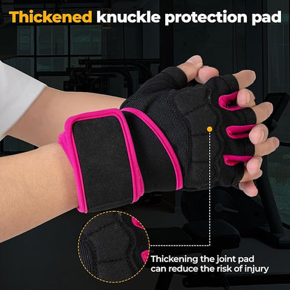 Workout Gloves for Men and Women Gym Weight Lifting Padded Gloves with Wrist Wrap Support, Full Palm Protection & Silicone Grip, Cross Training, Fitness, Pull-up