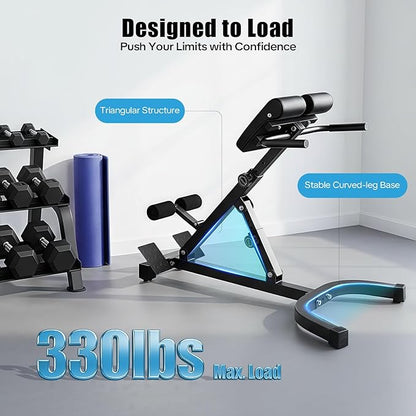 Roman Chair Back Extension Bench, Multi-Functional 5 Position Adjustable Ab Sit up Exercise, Foldable Heavy-Duty Hyperextension Bench for Home Gym