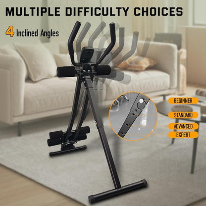 Ab Workout Equipment, Adjustable Ab Machine Full Body Workout for Home Gym, Strength Training Exercise Equipment for Body Shaping Foldable Waist Trainer Suitable for Beginner Max 440LBS