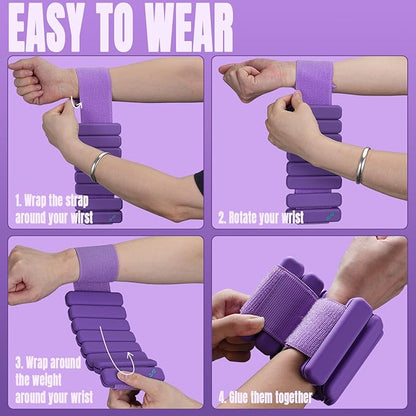 Sportneer Wrist & Ankle Weights for Women Men - 1 Pair (1 lb/2 lb Each) | Adjustable Weighted Bracelet Silicone Bangles for Yoga, Dance, Pilates, Cardio, Aerobics, Gym, Pool Exercises and Jogging