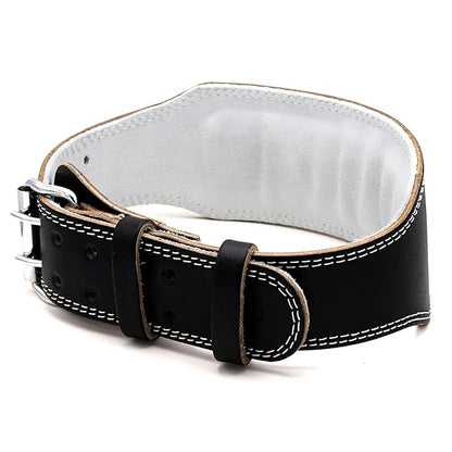 G4 Vision Genuine Leather Adjustable Weightlifting Belt 4 Gym Fitness Bodybuilding Powerlifting Deadlifting Thrusters Back Support Heavy Workout (Large, Black)