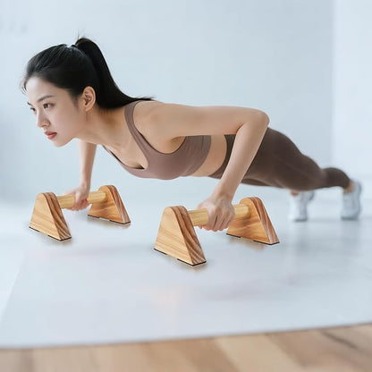 1 Pair Wood Parallettes Bars Pushup Handles for Men - Calisthenics Equipment Push Up Bars, Gymnastics Handstand Training Planche Bar, Handstand Blocks