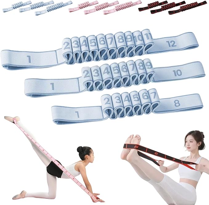 Fitness Resistance Bands, 8/10/12 Loops 3-Piece Set, Fashion Puller Exercise Bands for Yoga, Stretching & Full Body Workouts