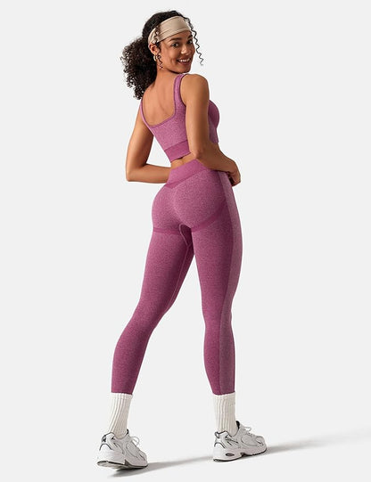 OLCHEE Womens Workout Sets 2 Piece Seamless Square Neck Sports Bra Padded Butt Lifting Leggings High Waist Yoga Gym Outfits