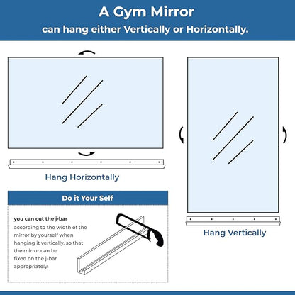 Fab Glass and Mirror Large Gym Mirror for Home Gym 36x60 - Full Length Ultra-Clear Annealed Glass Wall Mount - DIY Workout Display with Safety Backing - 1/4 Inch Low-Iron