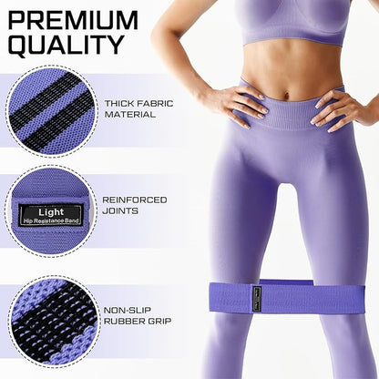 12 Pcs Fabric Resistance Bands for Working Out Booty Workout Stretch Exercise Bands Non Slip for Legs Squat Resistance Loop for Women Men Starter Butt Hip Thigh Fitness