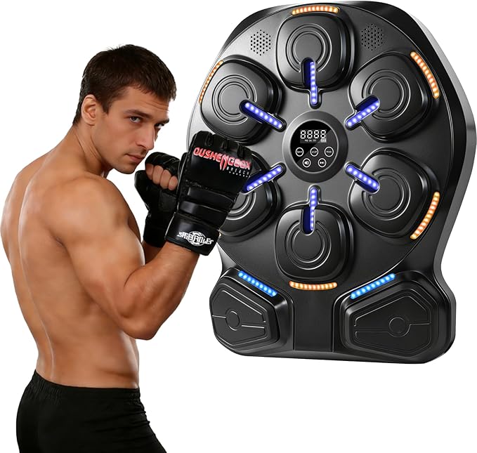 Smart Music Boxing Machine with LED Lights & Bluetooth Speaker – Interactive Punching Bag for Fitness, Rhythm Training & Stress Relief – Home Gym Equipment for Adults and Child with 8 Hitting Points