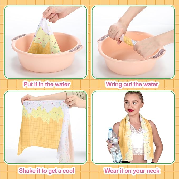 Peryiter 20 Pcs Ice Cream Drip Baseball Towel 40 x 12 Inch Breathable Ice Towel with Storage Bag Quick Dry Baseball Team Gift Fitness Camping Gym Running Sports Party Favors Men Women Coach Gift