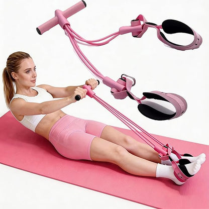Fitness Resistance Bands with 4 Tube Pedal Ankle Puller, Elastic Yoga Pedal Stretch Band for Exercise, AB Training, Sit Up Equipment