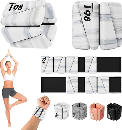 T98 Wrist & Ankle Weights for Women Men, Wearable Wrist Weights Set of 2(1Lbs Each), Adjustable Arm Leg Bracelet Weights for Strength Training, Aerobics, Barre, Suit for Home Outdoor Workout