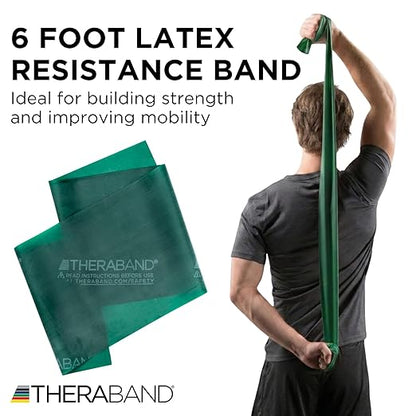 THERABAND Professional Latex Resistance Bands, Individual 6 Ft Elastic Band for Upper & Lower Body Exercise, Physical Therapy, Pilates, At-Home Workouts, 6 Foot, Green, Heavy, Level 4