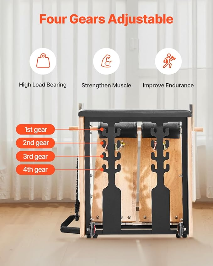 VEVOR Pilates Reformer Accessories for Home Gym, Include Reformer Box/Chair/Spine Corrector/Wall Mounted Machine/Jump Board/Foldable & Dual Resistance Springs
