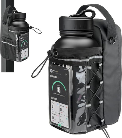Magnetic Gym Bag for Men & Women, Magnetic Gym Water Bottle Bag with Touch-screenable Phone Pocket, Small Gym Pouch with 5 Strong Magnets, Sling Gym Bags for Fitness, Travel, Sports