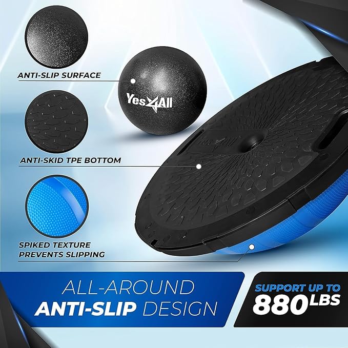 Yes4All 880LBS Half Ball Balance Trainer, Pilates Balance & Stability Ball for Exercises, Home Gym, Floor & Full Body Workouts