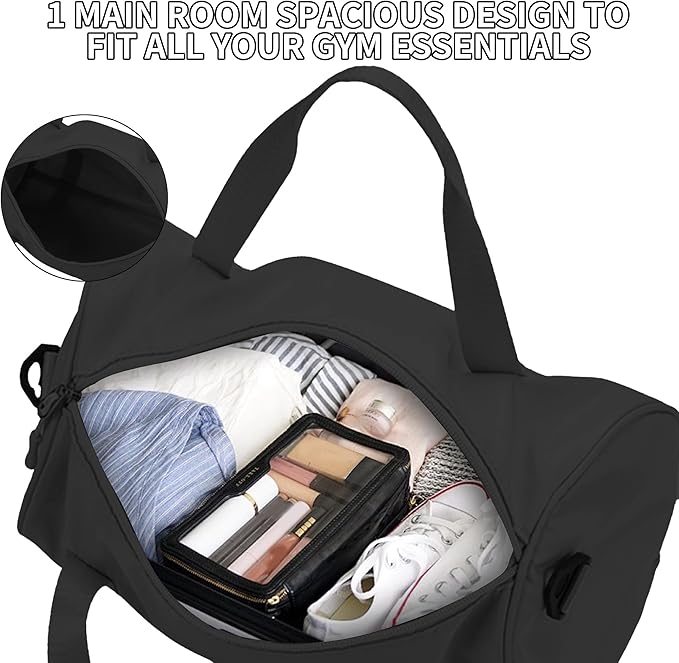 Mini Gym Bag for Women Small Duffle Bag Mini Gym Tote Bag Sport Bag for Yoga Swimming Dance (Black)