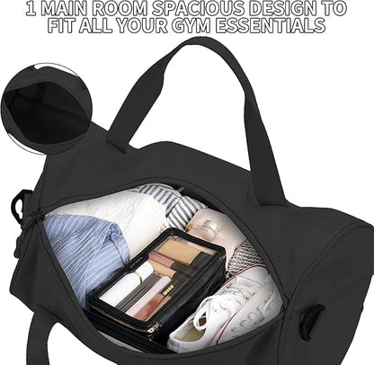 Mini Gym Bag for Women Small Duffle Bag Mini Gym Tote Bag Sport Bag for Yoga Swimming Dance (Black)