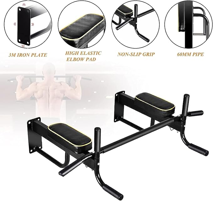 Wall Mounted Pull-Up Bar, Multifunctional Sports Stand for Home Fitness Training, Single and Double Bar Exercise Machine