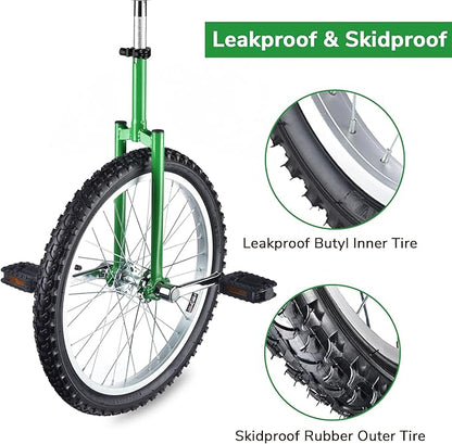 AW 16/18/20/24 Inch Wheel Outdoor Unicycle Adjustable Seat Exercise Bicycle Fit Adults Kids Outdoor Sports Fitness Exercise, for Choice