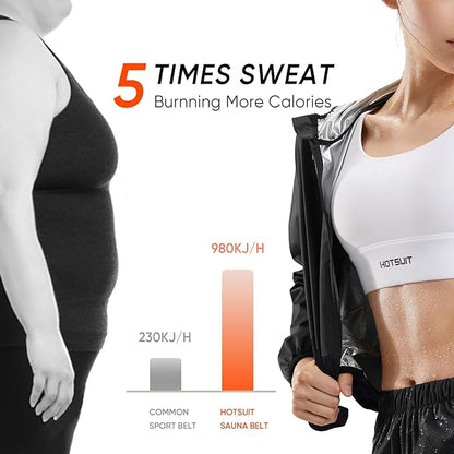 HOTSUIT Sauna Suit Women Machine Washable Sweat Sauna Jacket Pants Anti Rip Sweat Suits for Gym Workout