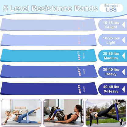 Hoedia 17 PCS Pilates Kit for Women, Pilates Equipment Ring and Ball Set with Resistance Bands, Yoga Strap, Core Sliders, Socks, Bag & Guide for Starter Home Workout Fitness Gym Essentials