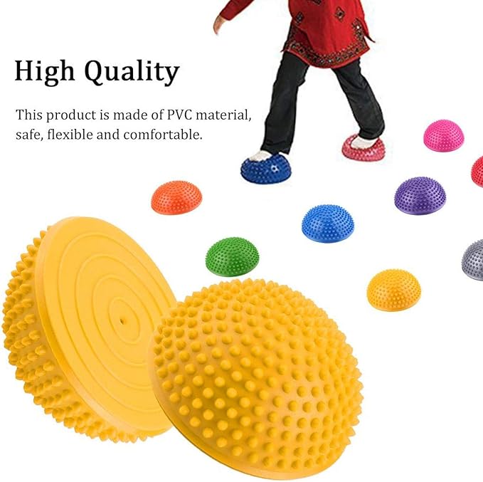 Keenso Foot Massage Ball, PVC Inflatable Half Yoga Ball, Exercise Trainer, Fitness Balance Ball for Athletes, Fitness Enthusiasts, Home Use, Office Relaxation