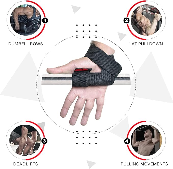 AQF Lifting Wrist Straps for Weightlifting, Powerlifting & Deadlifts – 23” Neoprene Padded Cotton Straps for Strength Training & Gym Workouts - Maximum Grip Support for Men & Women
