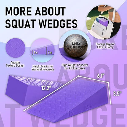 Squat Wedge Block with Guide for Heel Elevated Squat Weightlifting Slant Board for Squats with Carry Bag to Improve Mobility Balance and Strength Performance
